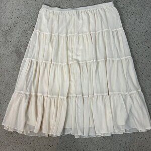 Y2K Women's Beige Tiered Peasant Midi Skirt Boho Festival Size 2X